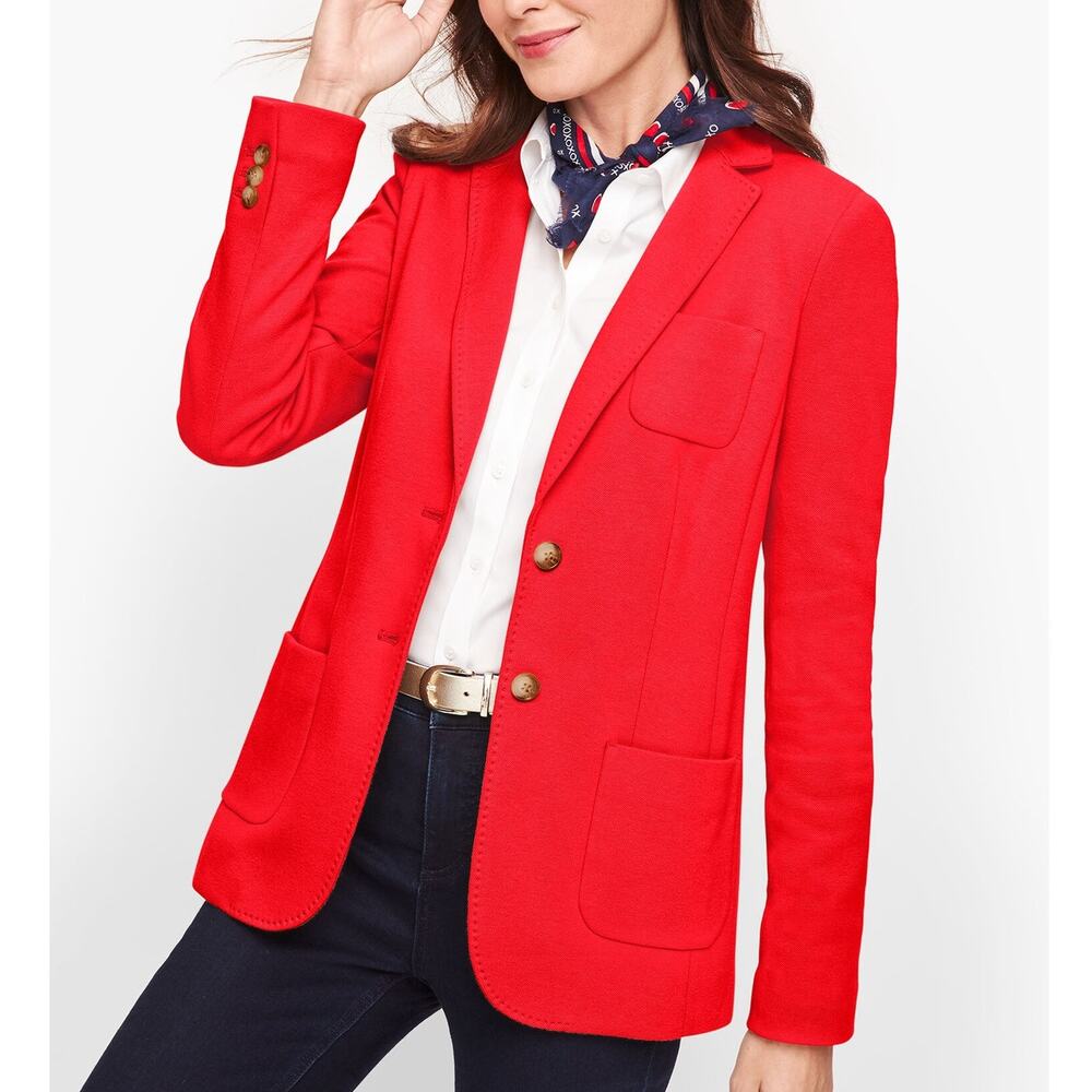 Talbots Aberdeen Pique Knit Blazer Jacket Career Work Office Red Women's Size 10